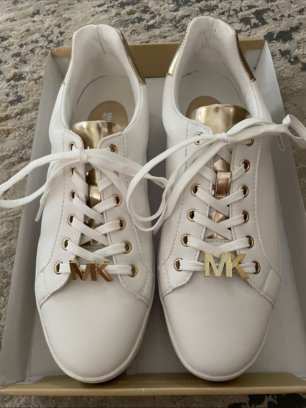 Michael Kors Gold and White Sneaker